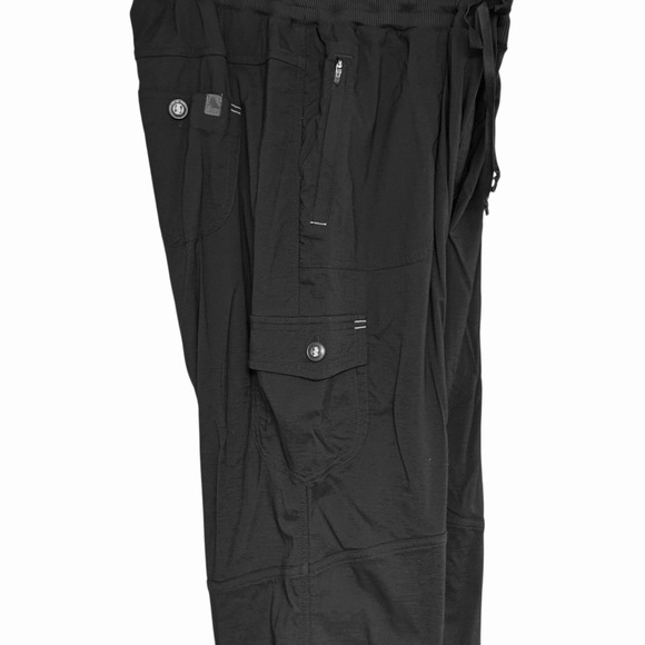 L.L.Bean Women’s Lined Cargo Pants Black Drawstring Waist Stretch Outdoor - Picture 10 of 14